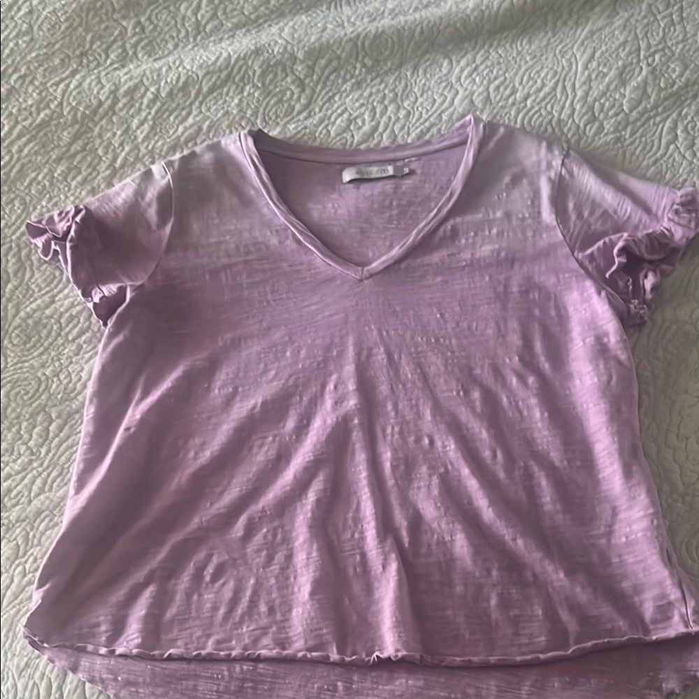 Billy T Lavender Ruffle Sleeve Women's Top